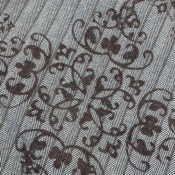 Vintage 90s Transcript Mens Shirt Brown Baroque Damask Long Sleeve Button Up - Picture 7 of 15